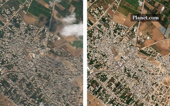 مقایسه تصاویر ماهوارهای؛ بیت حانون غزه، قبل و بعد از بمباران اسرائیل