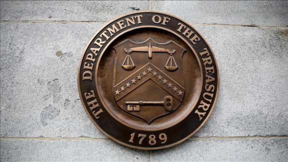 United States Department of the Treasury Seal in Treasury building in Washington, DC