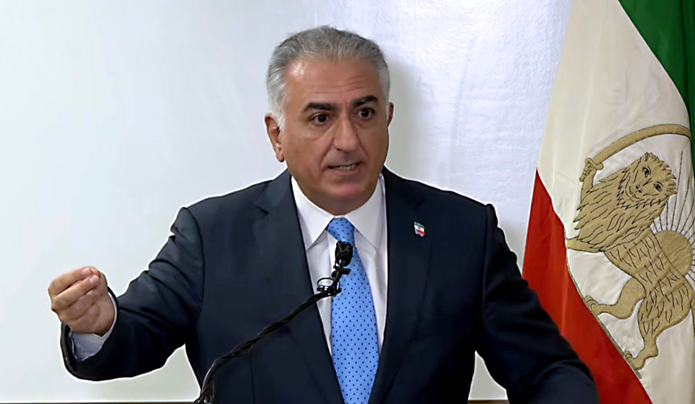Prince Reza Pahlavi delivering remarks on June 3, 2022