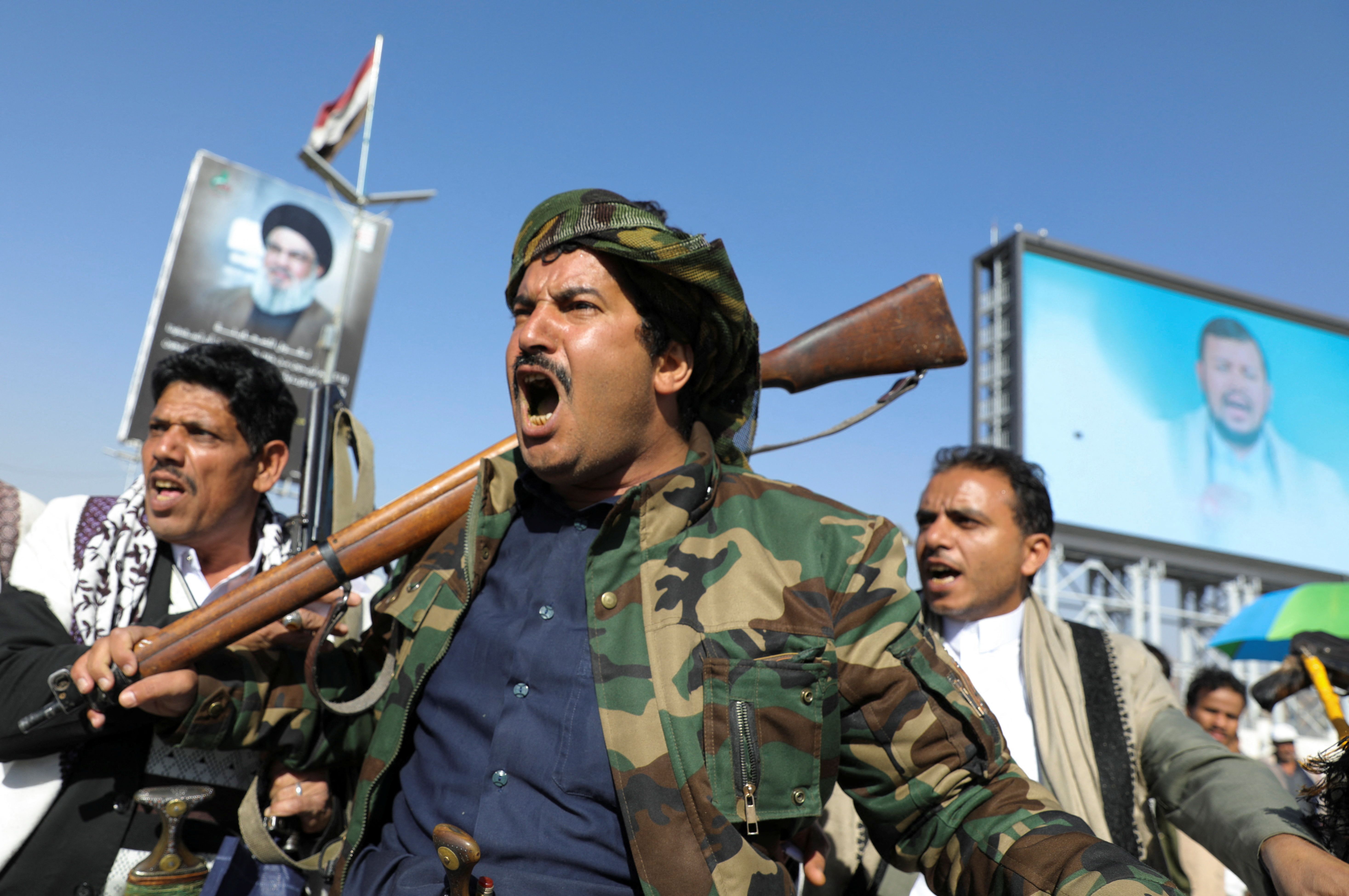 تظاهرات حوثی‌های یمن در حمایت از فلسطین، صنعا، ۳۰ آذر