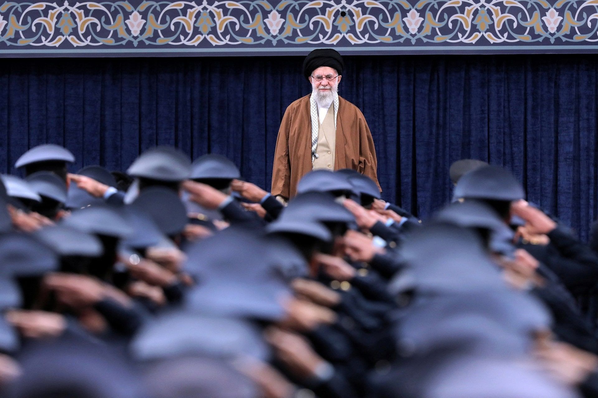 Ali Khamenei is saluted by air force personnel on Friday, February 7, 2025