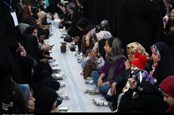 A regime-sponsored religious ceremony in Mashhad with a six-kilometer spread for 12,000 people (March 27, 2024)
