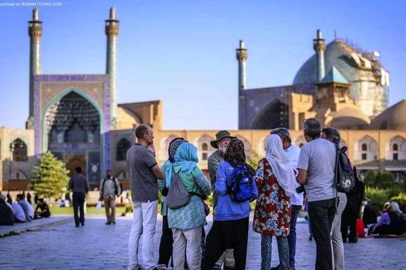 A group of tourists in Iran. Undated