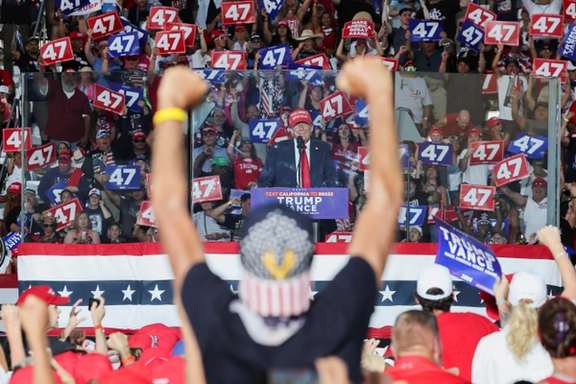 US president-elect Donald Trump among his supporters during the 2024 election campaign