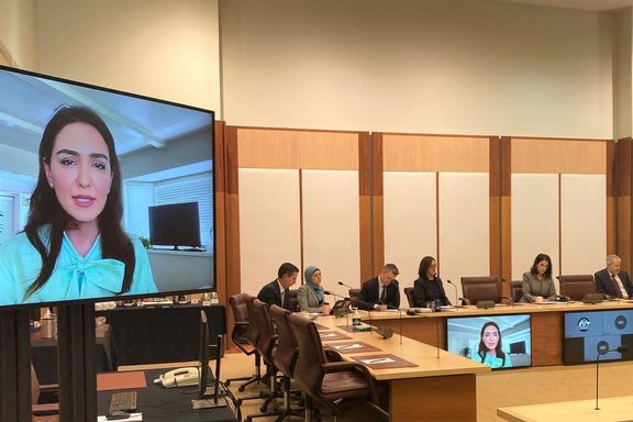 نازنین بنیادی در نشست با اعضای پارلمان استرالیا درباره خیزش انقلابی مردم ایران سخنرانی کرد