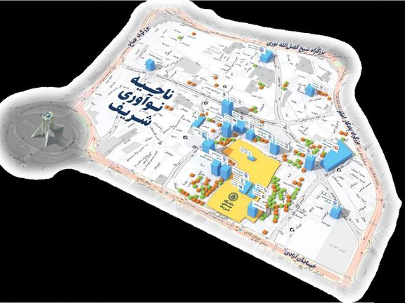 Map of Sharif Science and Technology Park in the capital Tehan