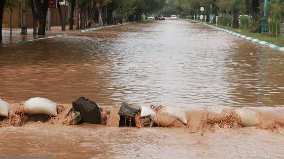 Flood in Yazd located in the arid region of central Iran. July 29, 2022