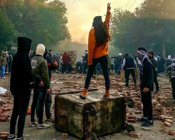 A scene of Women, Life, Freedom protests in Tehran