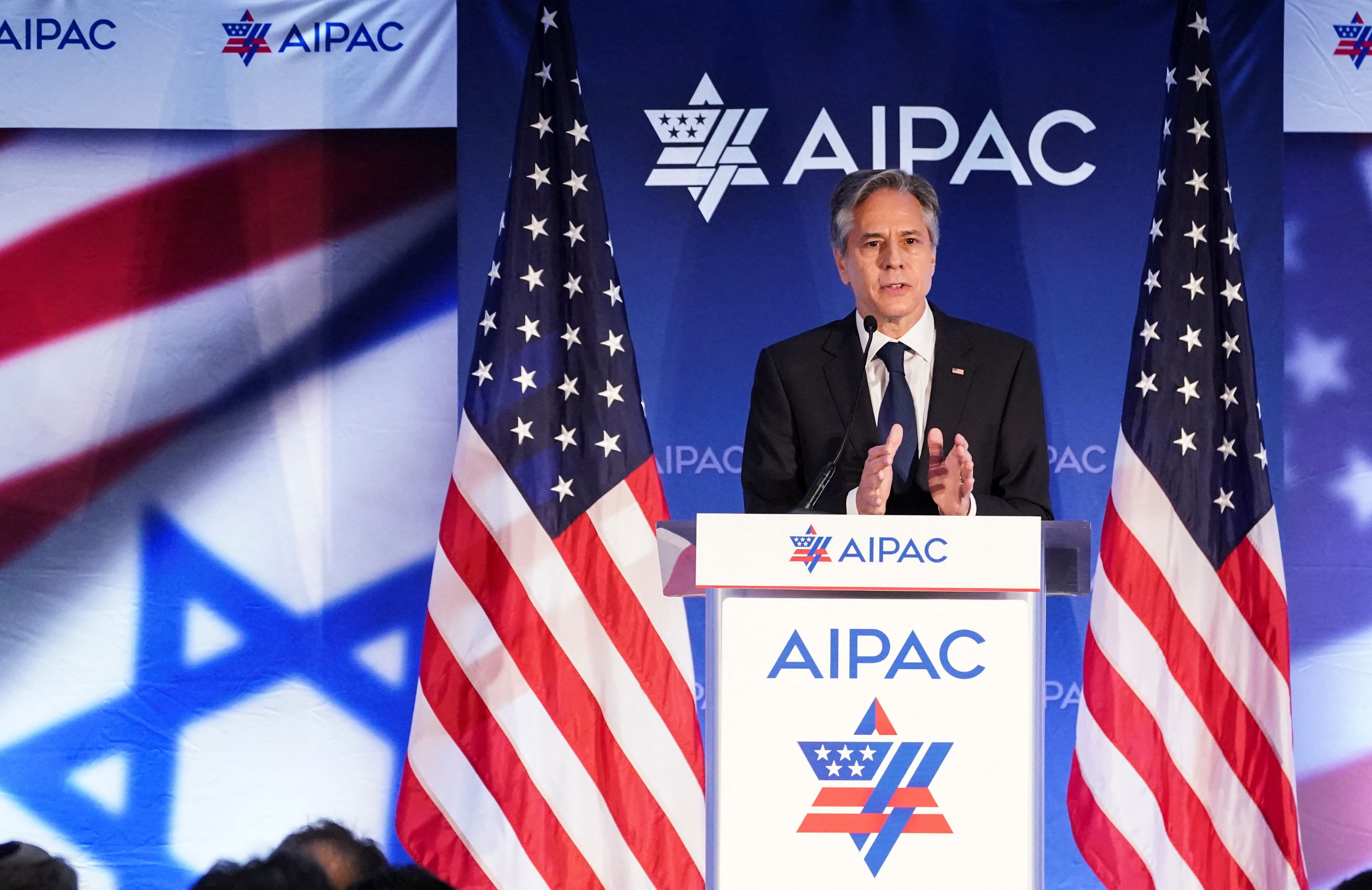 US Secretary of State Antony Blinken delivers remarks at the American Israel Public Affairs Committee (AIPAC) policy Summit in Washington, June 5, 2023