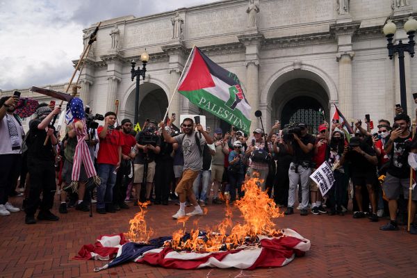 Harris condemns flag burning as ‘despicable,’ White House blames Iran
