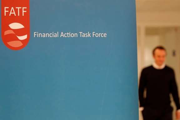The logo of the FATF (the Financial Action Task Force) is seen during a news conference after a plenary session at the Organisation for Economic Cooperation and Development Headquarters in Paris, France, October 18, 2019.