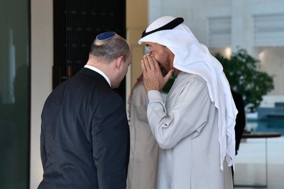 Israeli Prime Minister Nafatli Bennett and Abu Dhabi's powerful Crown Prince Sheikh Mohammed bin Zayed Al Nahyan on Monday.