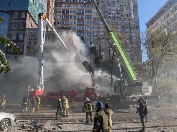 The aftermath of a Russian attack With Iranian Drones on Kyiv in October 2022