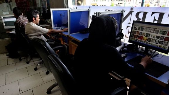 Iranians in an internet cafe in Tehran