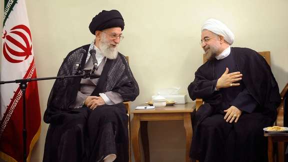 Iran’s ruler Ali Khamenei (left) and former president Hassan Rouhani during a meeting in Tehran