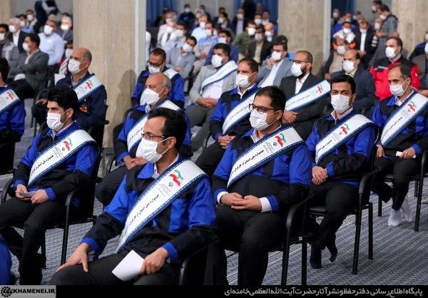 A group of workers representatives attending Khamenei's speech. May 9, 2022