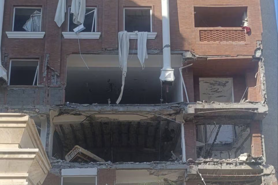 A building in Bandar Abbas damaged after an explosion on Saturday, January 31, 2026