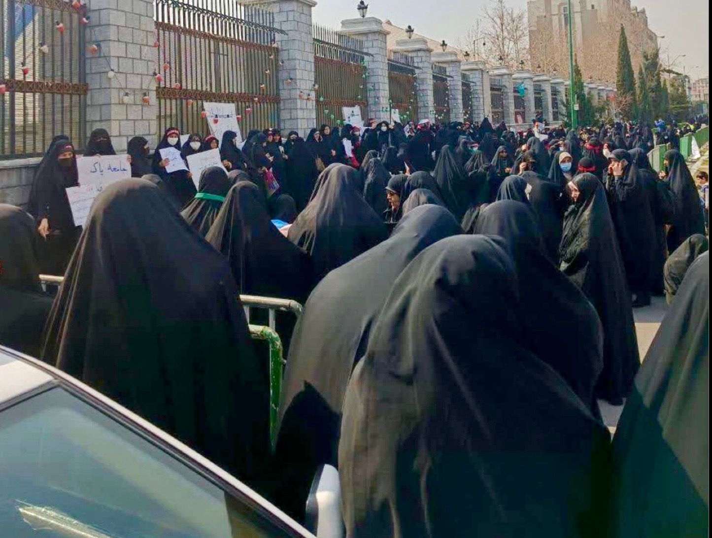 Conservative protesters demand hijab enforcement outside Iran's parliament