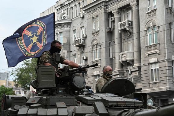 Fighters of Wagner private mercenary group are seen atop of a tank while being deployed near the headquarters of the Southern Military District in the city of Rostov-on-Don, Russia, June 24.