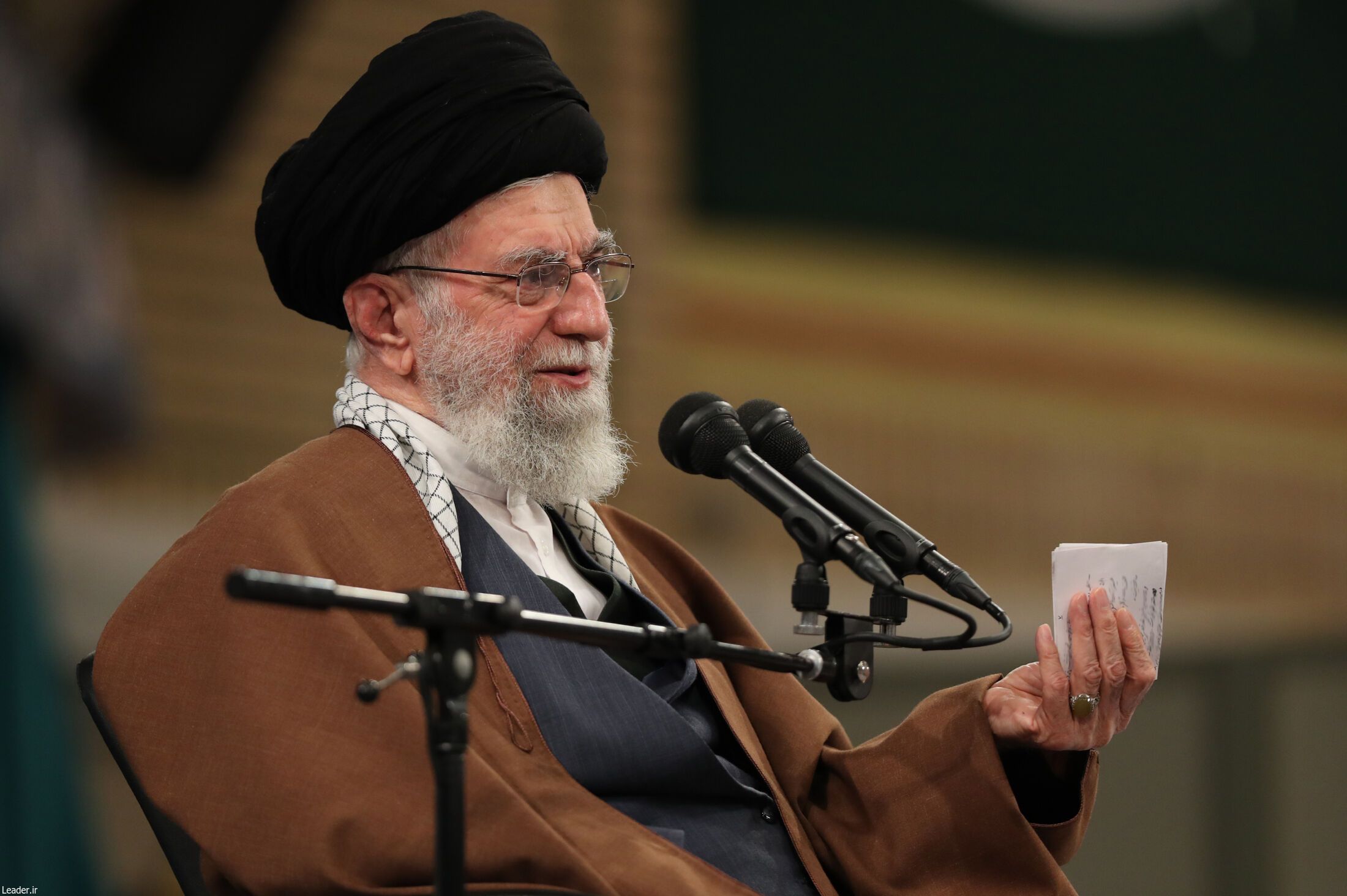 Iran’s ruler Ali Khamenei during a meeting on April 18, 2023  
