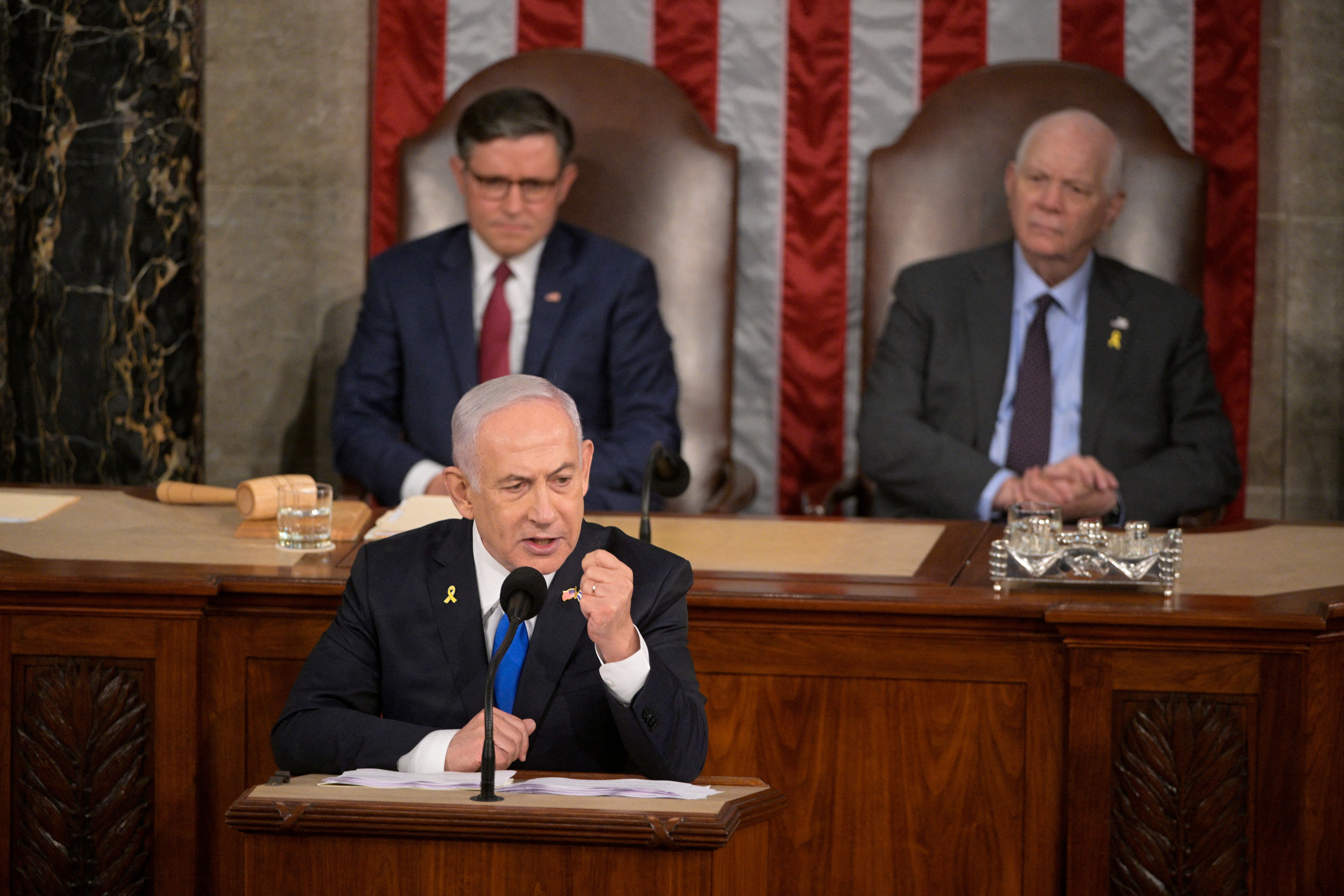 Netanyahu urges Mideast anti-Iran alliance in Congressional speech