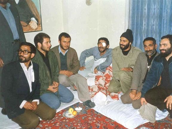 From right to left: Nader Safaverdi, unknown, Hadi Sa’adati, Esmail Ghaani, Hossein Fazel al-Hosseini, Mohammad Bagher Ghalibaf, Mehdi Foroudi sometime during the Iran-Iraq war