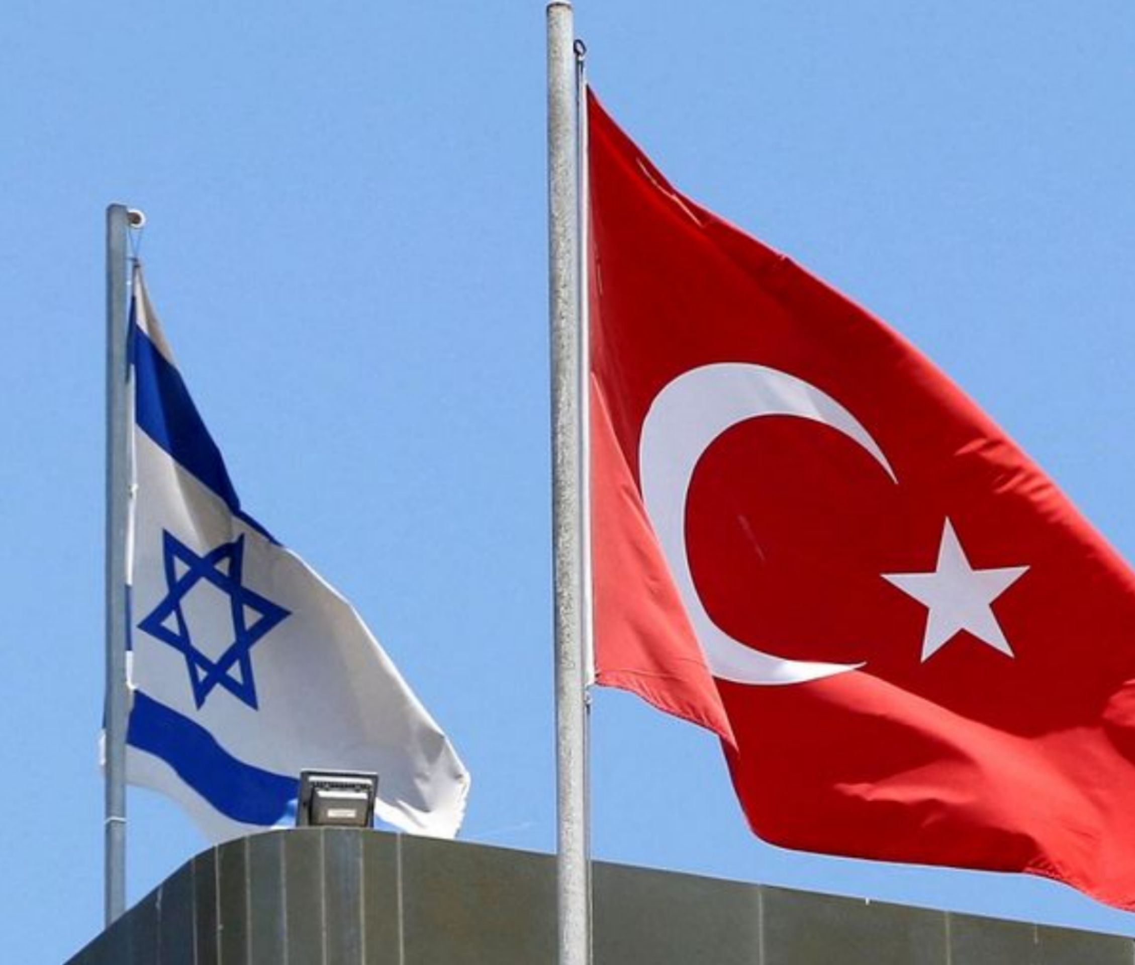The flags of Turkey and Israel  