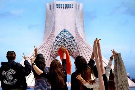 A photo circulating on social media to help the anti-hijab campaign in Iran