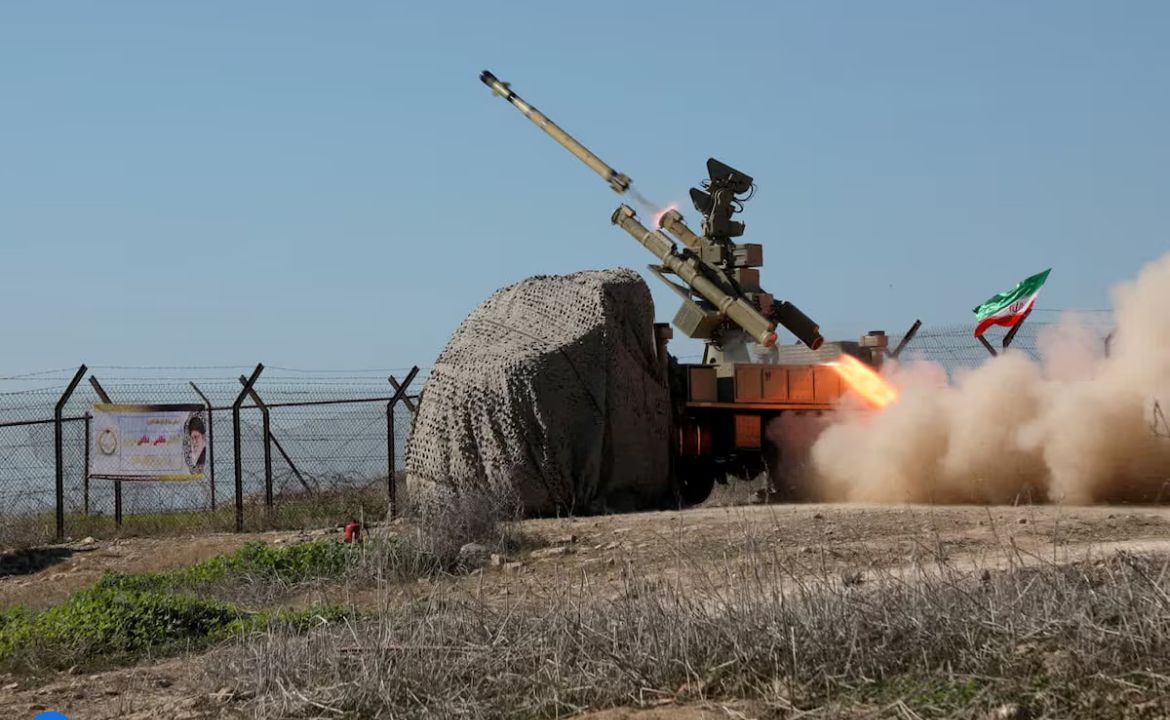 A missile is launched during a military exercise in an undisclosed location in the south of Iran, in this handout image obtained on January 19, 2024.