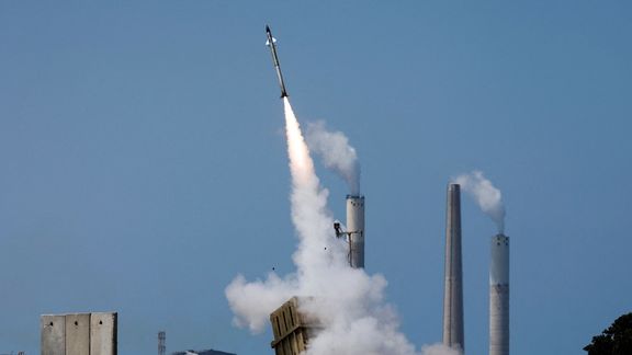 An Israeli Iron Dome anti-air missile being fired on August 7, 2022