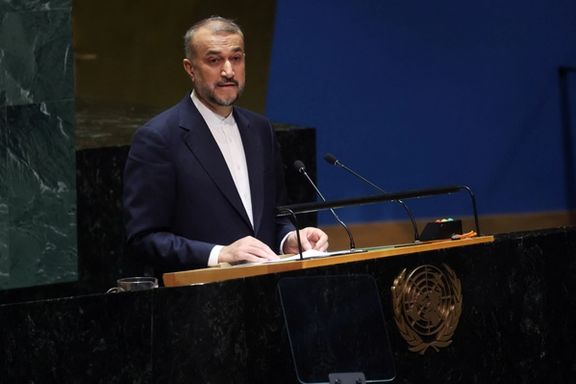 Iranian Foreign Minister Hossein Amir-Abdollahian speaks to a session of the United Nations General Assembly at UN headquarters in New York City, US, October 26, 2023.