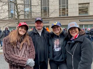  Leighee family from Chicago lining up to attend Donald Trump's victory rally Sunday Jan 19. 