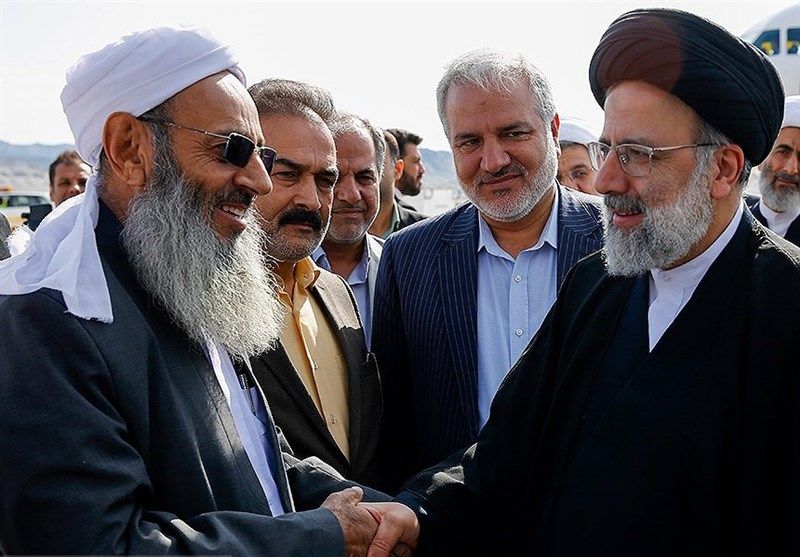 Iran’s top Sunni cleric Mowlavi Abdolhamid (left) and President Ebrahim Raisi during his campaigns for the 2021 presidential election  (undated)