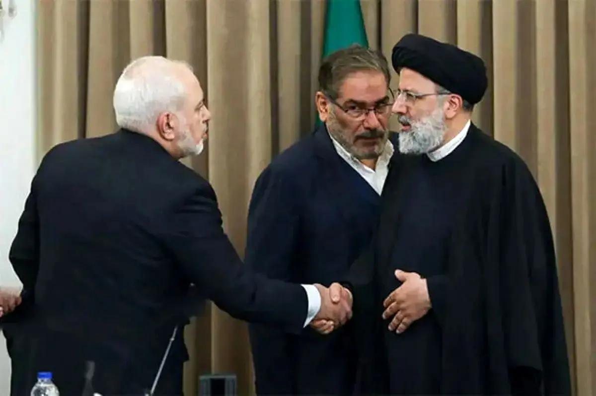 (From left) Former Foreign Minister Mohammad Javad Zarif, Ali Shamkhani, and former president Ebrahim Raisi (undated) 