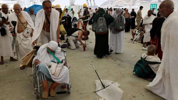 Muslim pilgrims take part in the annual haj pilgrimage in Mina, Saudi Arabia, June 16, 2024.