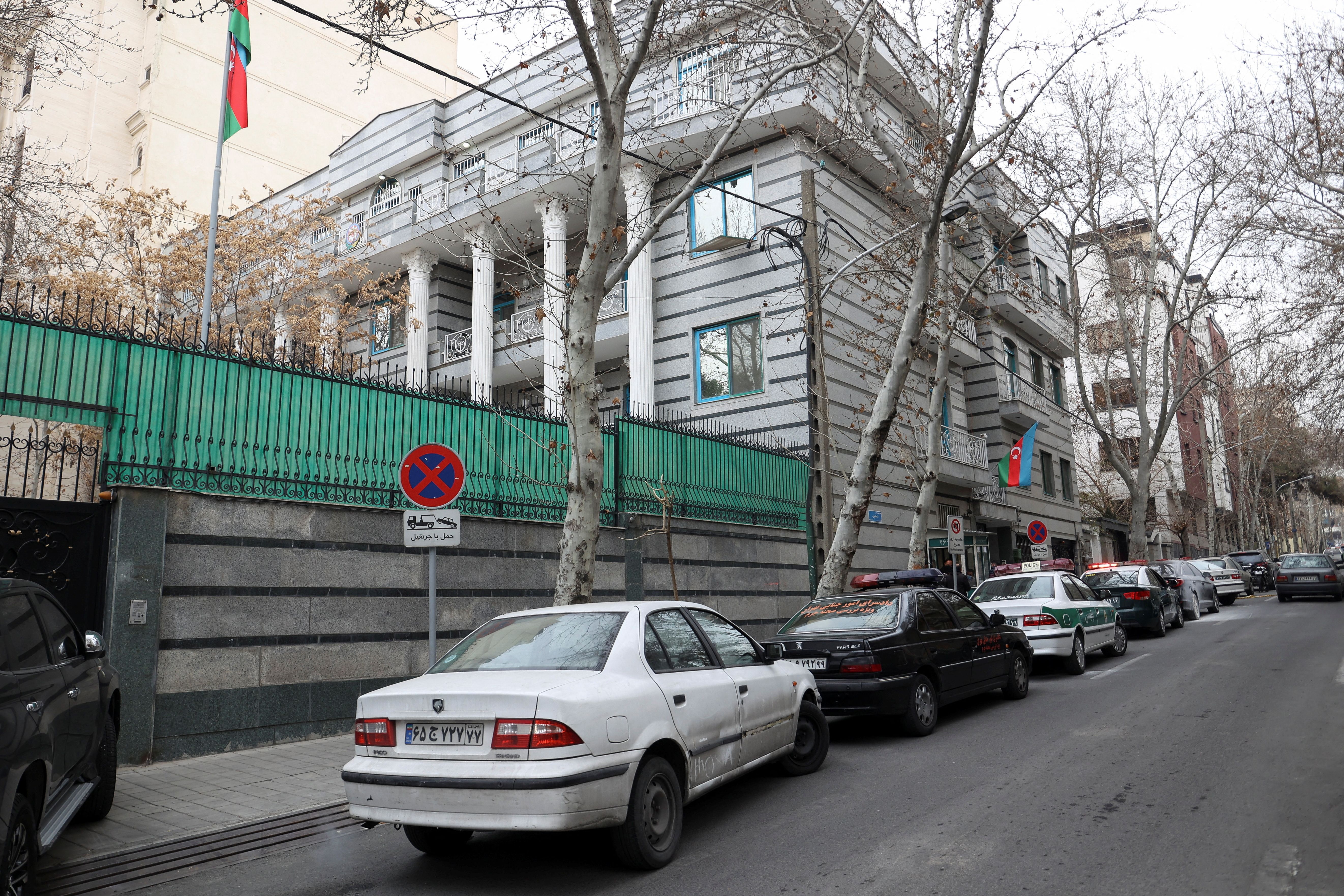 A general view of the Embassy of the Republic of Azerbaijan after an attack on it, in Tehran, Iran, January 27, 2023. 