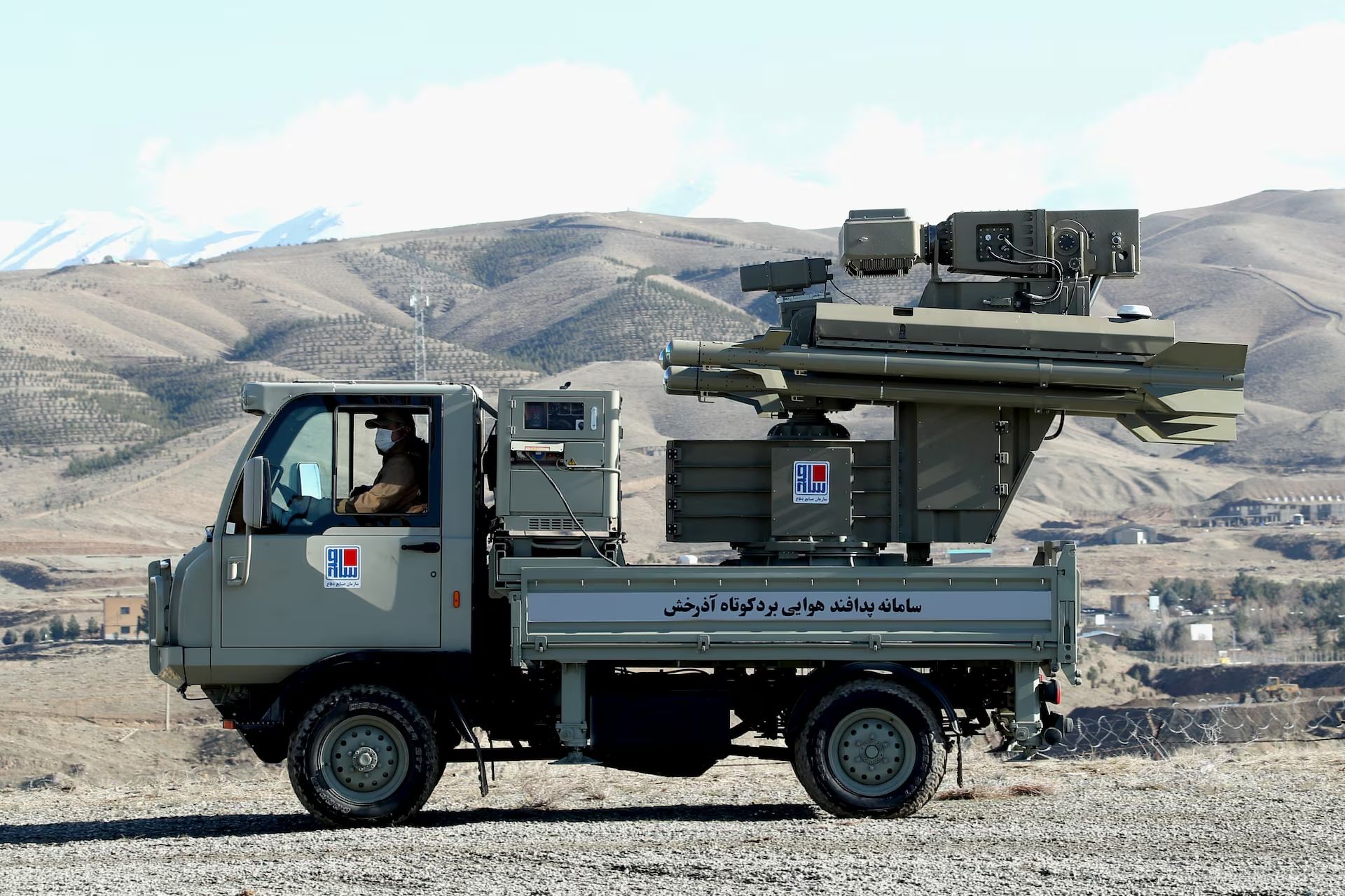 The short-range air defence system Azarkhsh is displayed during an unveiling ceremony in Tehran, Iran, in this picture obtained on February 17, 2024. 