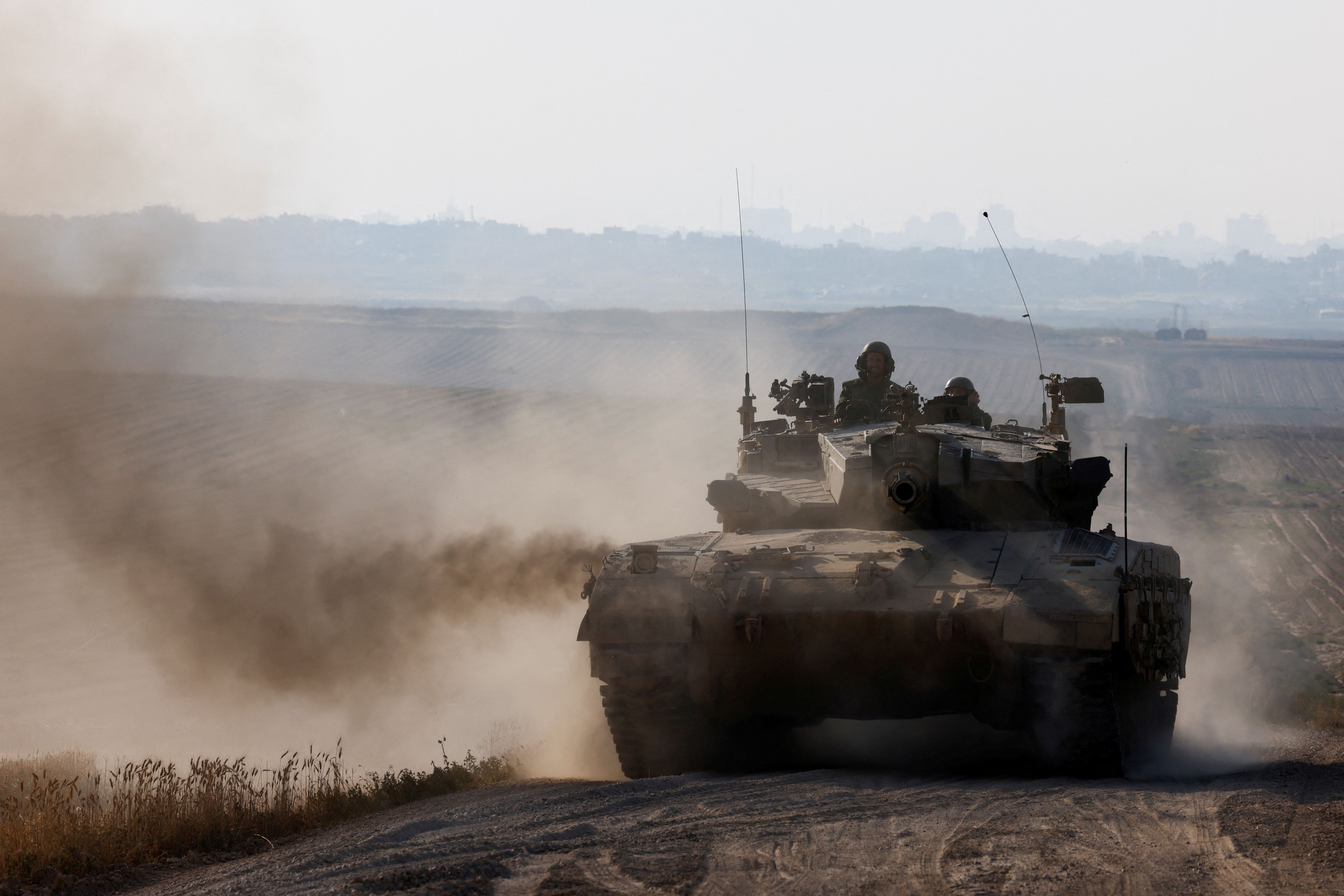 Israeli tank maneuvers near Israel's border with Gaza, amid the ongoing conflict between Israel and the Palestinian Islamist group Hamas, in southern Israel, April 7, 2024. 