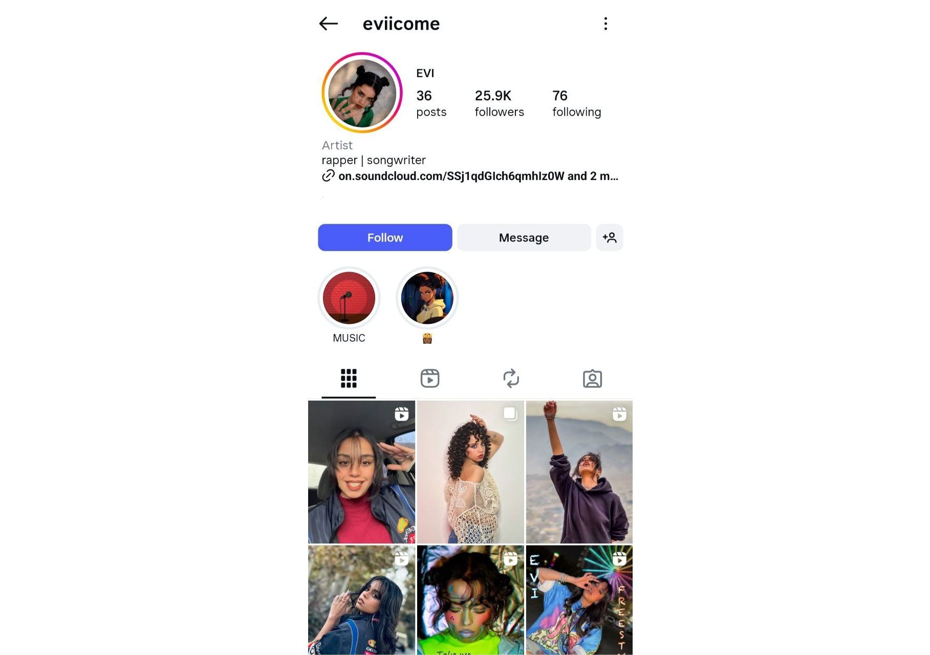 نمایی از صفحه اینستاگرامی «اوی»، رپر ایرانی