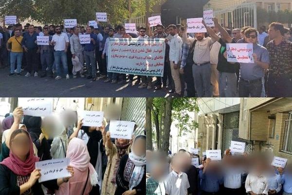 تجمعات احتجاجية للمتقاعدين بعدة مدن إيرانية.. ومسيرة لعمال البتروكيماويات في دهلران
