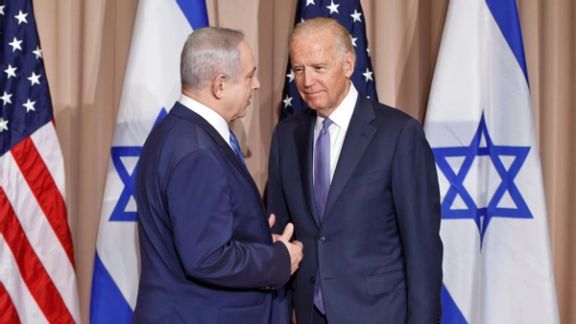 Former Israeli Premier Benjamin Netanyahu (left) and US President Joe Biden