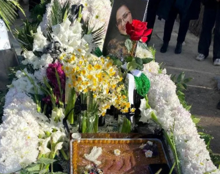 The grave of Arezoo Abedi during a memorial marking the fortieth day after her death