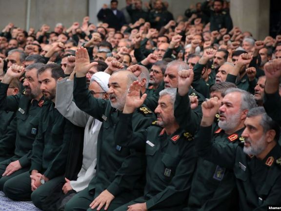 IRGC top commanders attending a speech by Ali Khamenei
