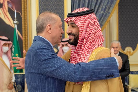 Saudi Crown Prince Mohammed bin Salman receives Erdogan at Royal Palace in Jeddah, on April 28,