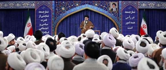 Supreme Leader Ali Khamenei during a meeting with his provincial representatives in Tehran