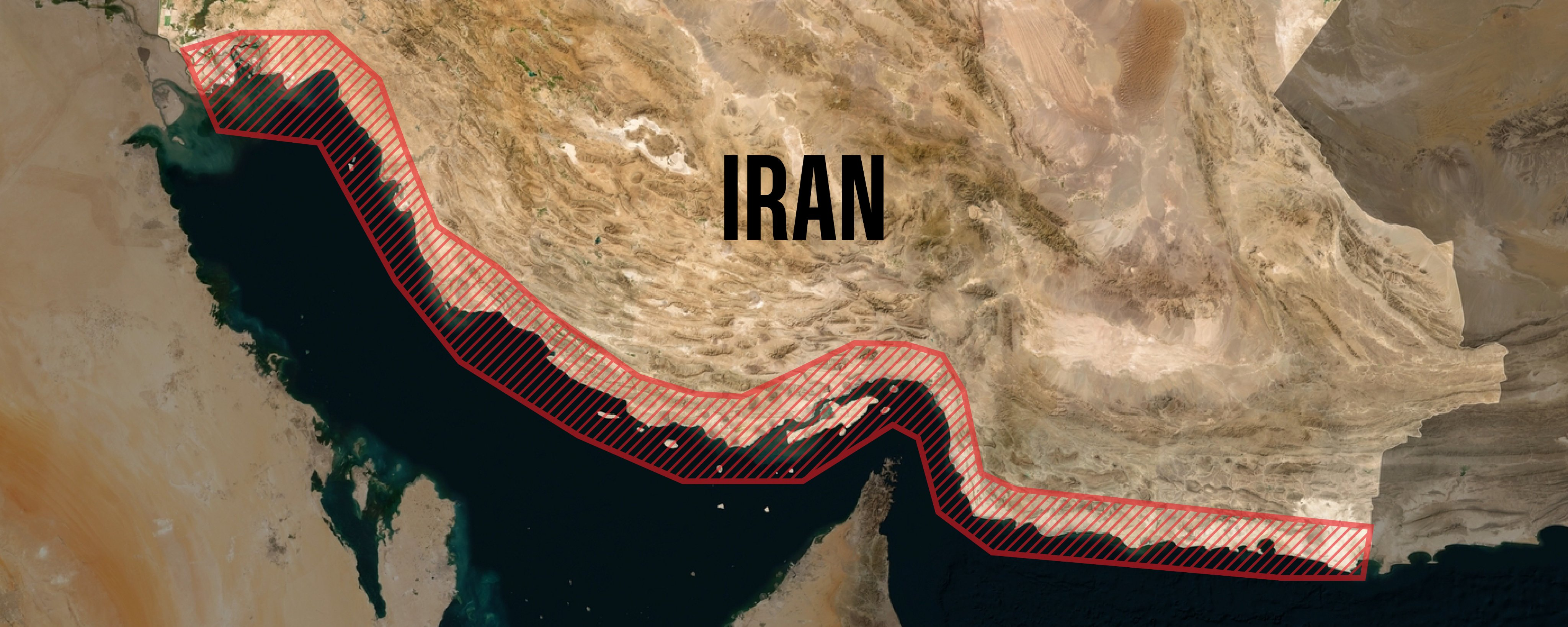 A map released by US Central Command highlights a broad stretch of Iran’s southern coastline along the Persian Gulf and Gulf of Oman, hinting at the general range of ongoing US strikes.
