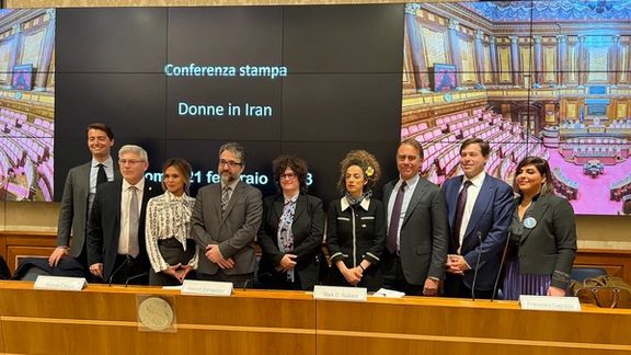 A group photo of opposition figures who addressed the Italian Senate on February 21, 2023