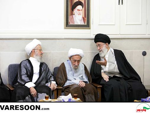 Iran's Supreme Leader Ali Khamenei with senior cleric. Undated