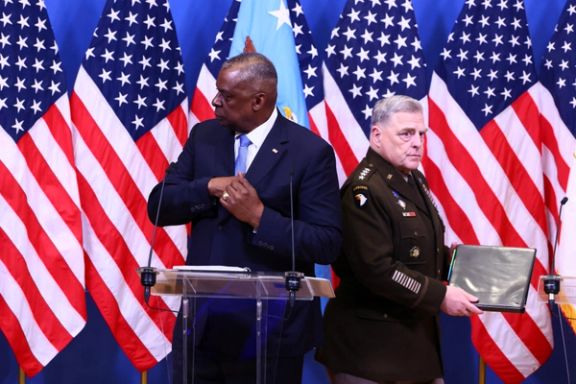 US Secretary of Defence Lloyd Austin and Chairman of the Joint Chiefs of Staff General Mark A. Milley at NATO Defence Ministers' meeting in Brussels, June 15, 2023