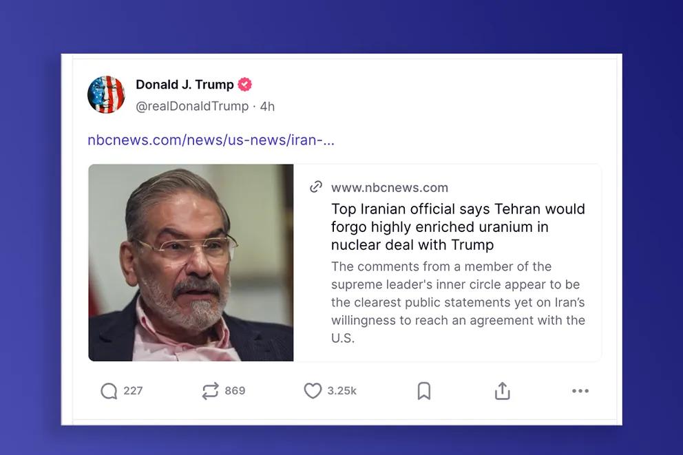 US President Donald Trump's repost of the NBC interview